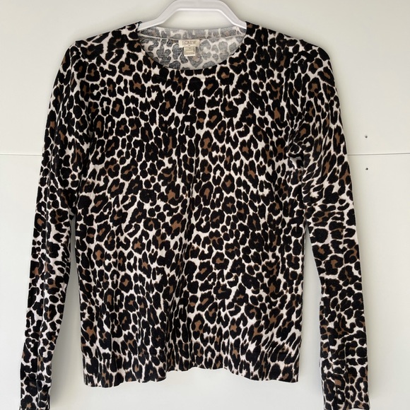 J. Crew Women's Cardigan Sweater Pullover Long Sleeve Leopard Sweater, Sz S - Picture 6 of 13